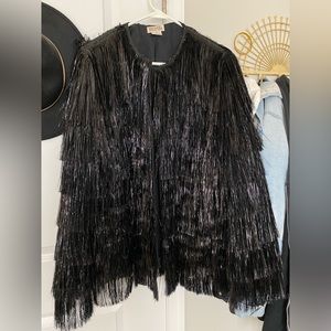 Black Tinsel Fringe Jacket